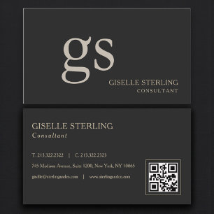 Monogramm Schwarzer QR-Code Professional Visitenkarte