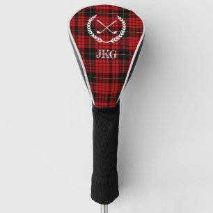 Monogramm-schwarzer roter WallaceTartan kariert Golf Headcover