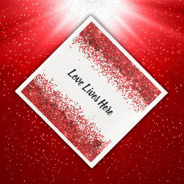 Monogramm - Schwarzer Text auf Weiß mit rotem Glit Serviette