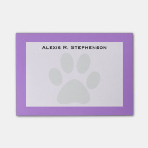 Monogramm Schwarzer Tierpfotenabdruck Lavendel Lil Post-it Klebezettel