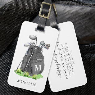 Monogramm-Schwarzes Golf Gepäckanhänger