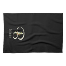 Monogramm schwarzes Küchentuch als Einzugsgeschenk