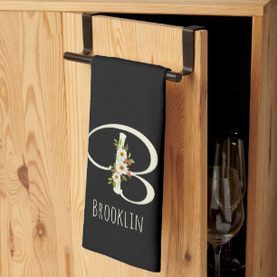 Monogramm schwarzes Küchentuch als Einzugsgeschenk
