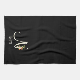 Monogramm schwarzes Küchentuch als Einzugsgeschenk