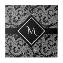 Monogramm schwarzes Paisley