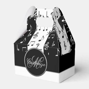 Monogramm-schwarzes u. weißes Musical Stripes Geschenkschachtel