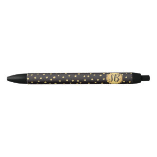 Monogramm, Schwarzes und Gold bürsten Kugelschreiber