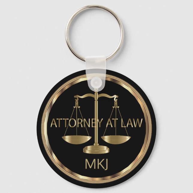 Monogramm - Schwarzes und Gold-Gesetz Schlüsselanhänger (Vorderseite)