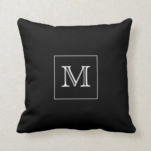 Monogramm-schwarzes Wurfs-Kissen Kissen