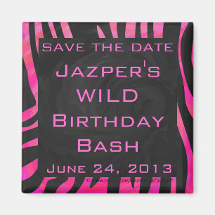 Monogramm-Schwarzesund Pinkzebra-Entwurf Magnet