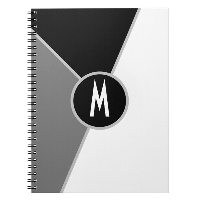 Monogramm Schwarzweiß-Farbblock monochromatisch Notizblock (Vorderseite)