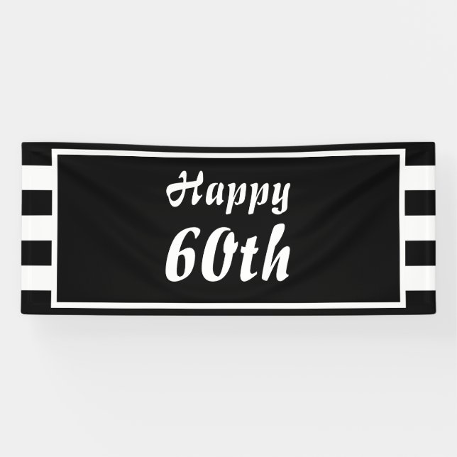 Monogramm Schwarzweiß-Streifen Banner (Horizontal)