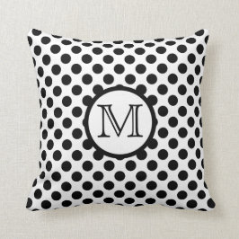 Monogramm-Schwarzweiss-Tupfen-Wurfs-Kissen Kissen