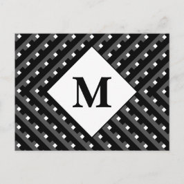 Monogramm Schwarzweißmuster Postkarte