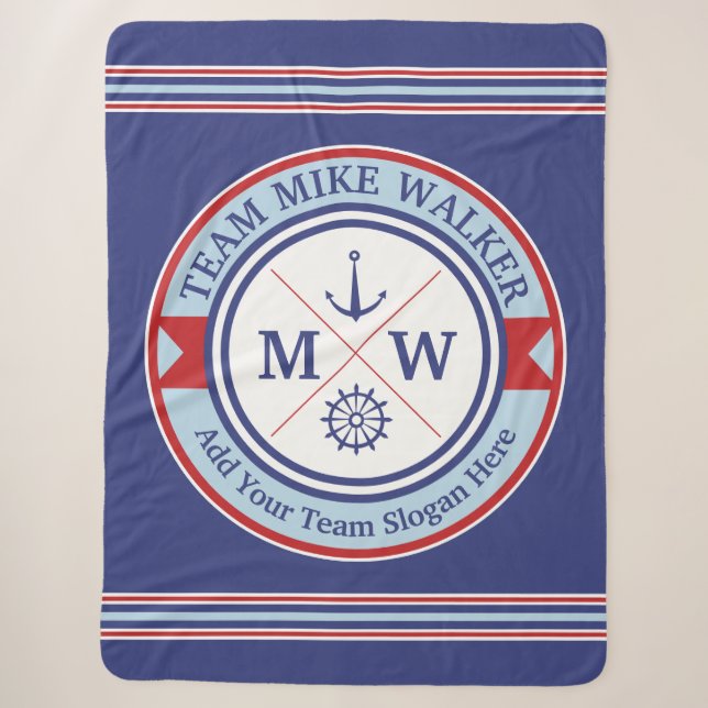 Monogramm-Seelogo-Anker-Rad-Helm-Motto Sherpadecke (Vorderseite)