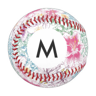 Monogramm Sehr schönes Muster mit bunten Blume Baseball