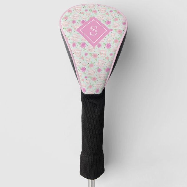 Monogramm Shabby Chic-Teebecher Golf Headcover (Vorderseite)