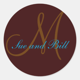 Monogramm-Siegel mit Schokolade und Aquamarinen Vo Runder Aufkleber