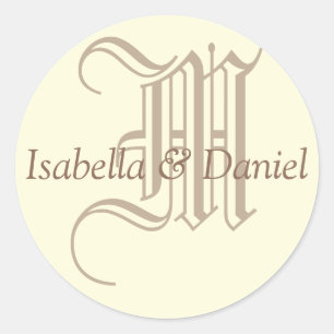 Monogramm-Siegel-Wedelkleber Runder Aufkleber