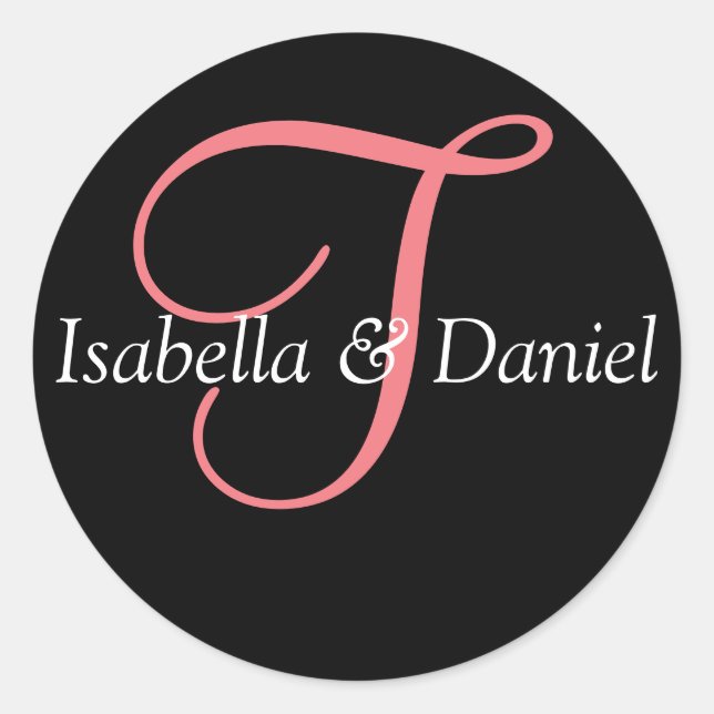 Monogramm-Siegel-Wedelkleber Runder Aufkleber (Vorderseite)