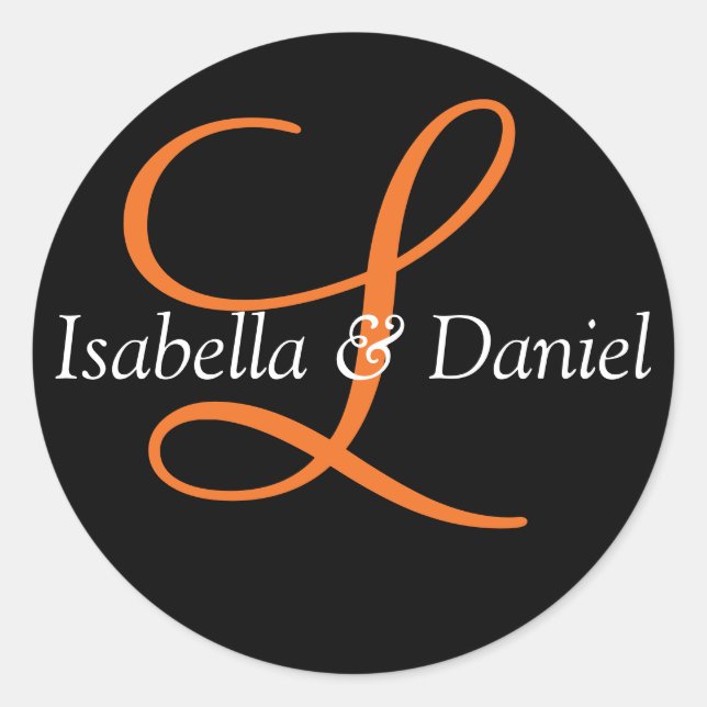 Monogramm-Siegel-Wedelkleber Runder Aufkleber (Vorderseite)