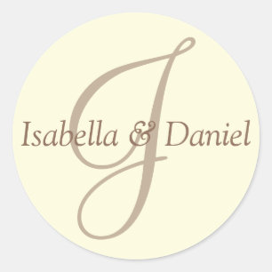 Monogramm-Siegel-Wedelkleber Runder Aufkleber