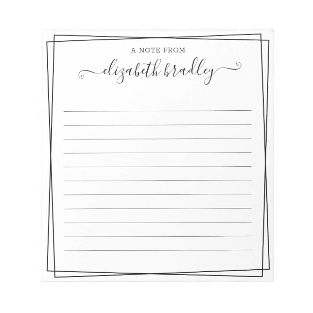 Monogramm-Signaturskript vom Schreibtisch des Notizblock (Vorderseite)