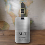 Monogramm Silber gebürstet Metallic Elegant Gepäckanhänger<br><div class="desc">Erleben Sie Ihre Reise mit unserem Classic Elegant Modern Minimalistischen Monogram Gepäcktag. Dieses liebevoll gestaltete Accessoire verbindet zeitlose Eleganz mit zeitgemäßem Minimalismus und sorgt dafür, dass sich Ihr Gepäck durch Eleganz hervorhebt. Dieses Gepäckanhänger ist mit Präzision und Liebe zum Detail gestaltet und ist mehr als nur ein praktisches Objekt; es...</div>