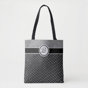 Monogramm Silber Glitter und schwarze modische Chi Tasche