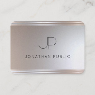 Monogramm Silber Optik Elegantes Modernes Template Visitenkarte