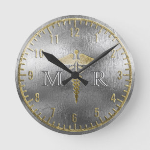 Monogramm-silberner Doktor Clock Runde Wanduhr