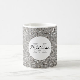 Monogramm-silberner metallischer Glaszuerstentwurf Kaffeetasse