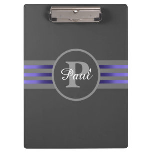 Monogramm Silhouette Schwarze und graue Streifen Klemmbrett