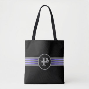 Monogramm Silhouette Schwarze und graue Streifen Tasche