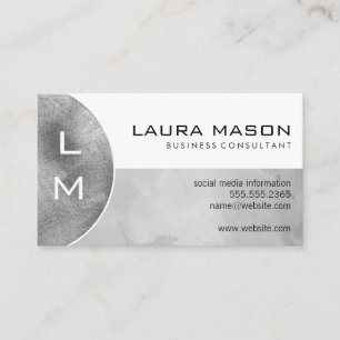 Monogramm   Silver Brushed Visitenkarte