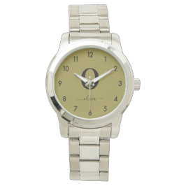 Monogramm Skriptname Personalisiert Gold und Schwa Armbanduhr
