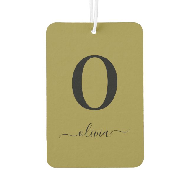 Monogramm Skriptname Personalisiert Gold und Schwa Autolufterfrischer (Rückseite)