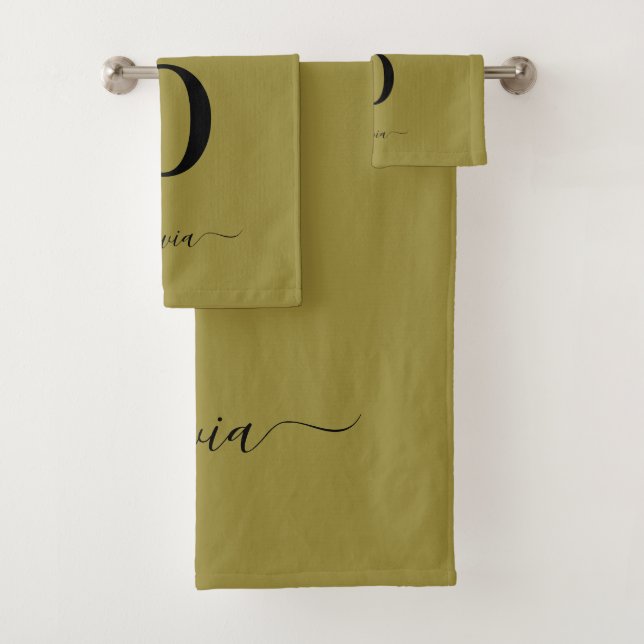 Monogramm Skriptname Personalisiert Gold und Schwa Badhandtuch Set (Insitu)