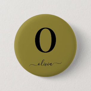 Monogramm Skriptname Personalisiert Gold und Schwa Button