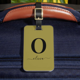 Monogramm Skriptname Personalisiert Gold und Schwa Gepäckanhänger