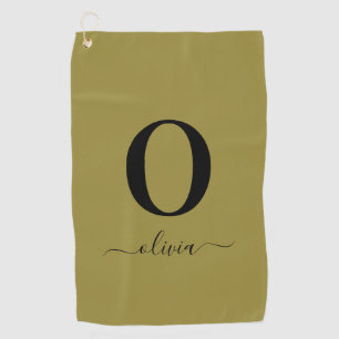 Monogramm Skriptname Personalisiert Gold und Schwa Golfhandtuch