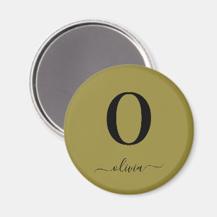 Monogramm Skriptname Personalisiert Gold und Schwa Magnet