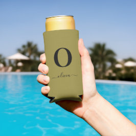 Monogramm Skriptname Personalisiert Gold und Schwa Selters Dosenkühler