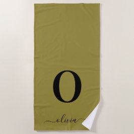 Monogramm Skriptname Personalisiert Gold und Schwa Strandtuch