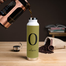 Monogramm Skriptname Personalisiert Gold und Schwa Trinkflasche