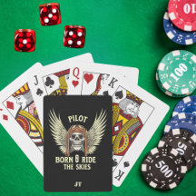 Monogramm-Skull-Pilot, Geboren für den Rutschflug,