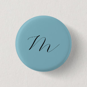 Monogramm Solid Blue Pastel Minimalistisch Berufli Button