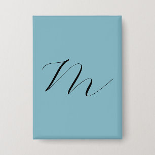 Monogramm Solid Blue Pastel Minimalistisch Berufli Button