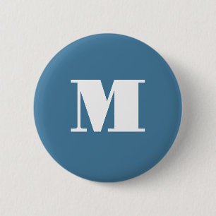 Monogramm Solid Blue Pastel Minimalistisch Berufli Button