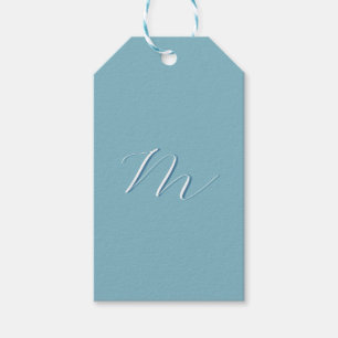 Monogramm Solid Blue Pastel Minimalistisch Berufli Geschenkanhänger